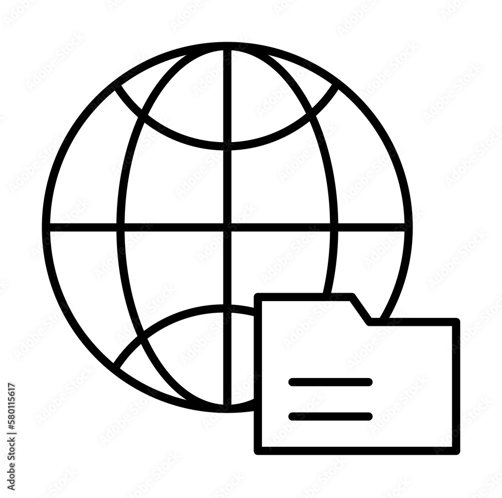 Poster folder icon. simple line, outline of globe icons for ui and ux, website or mobile application on whi