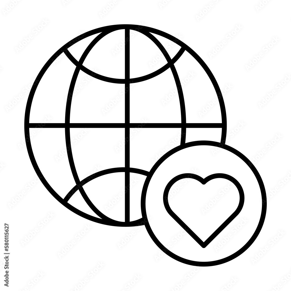 Poster heart icon. simple line, outline of globe icons for ui and ux, website or mobile application on whit