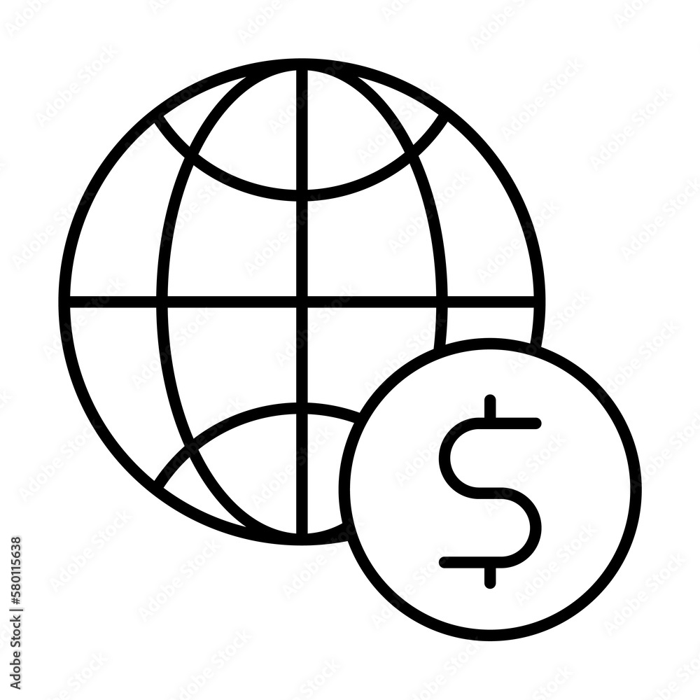 Poster dollar icon. simple line, outline of globe icons for ui and ux, website or mobile application on whi