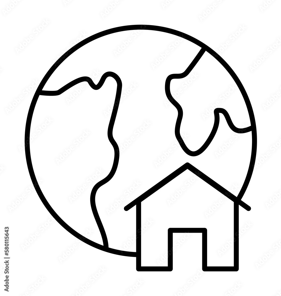 Poster house icon. simple line, outline of globe icons for ui and ux, website or mobile application on whit