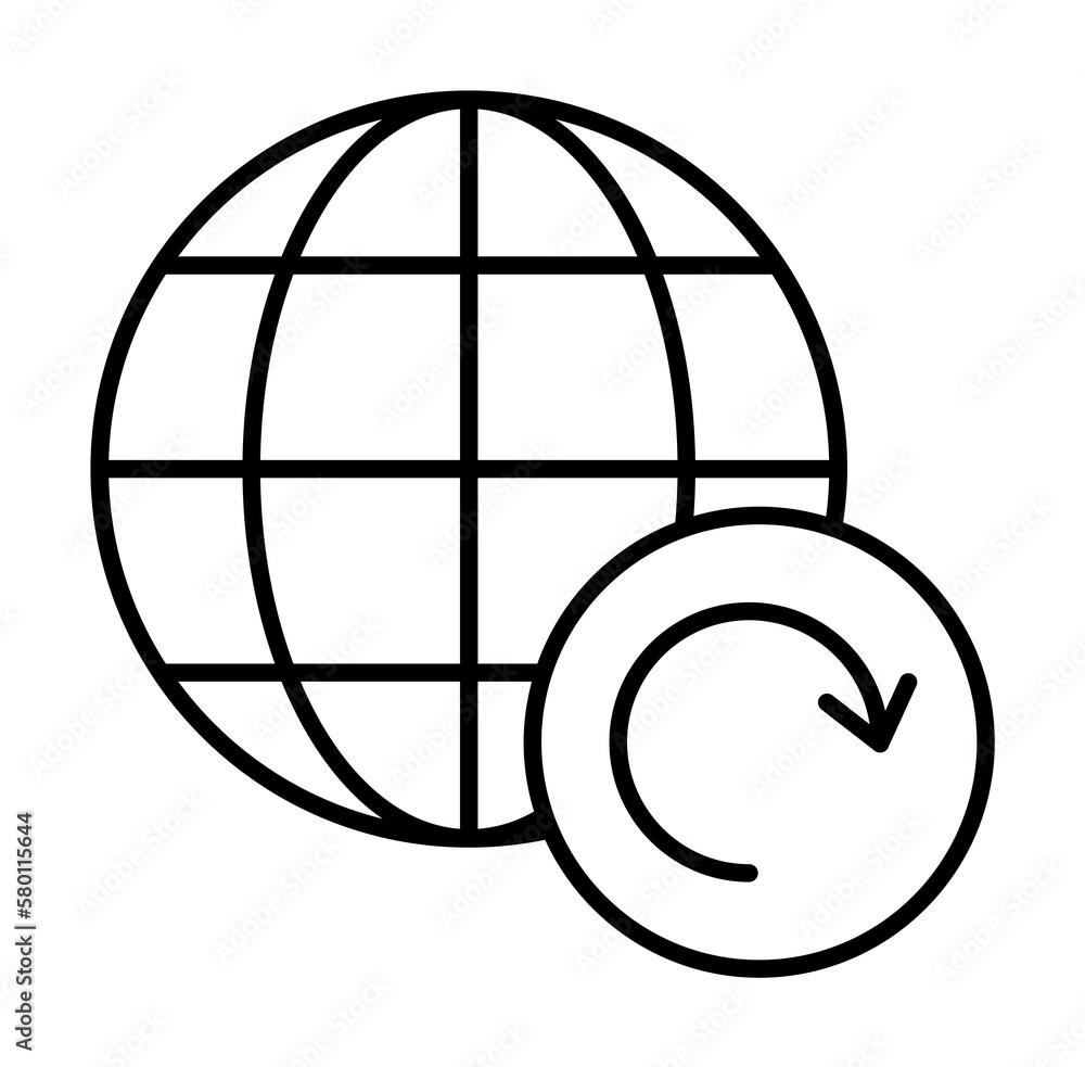 Poster arrow icon. simple line, outline of globe icons for ui and ux, website or mobile application on whit