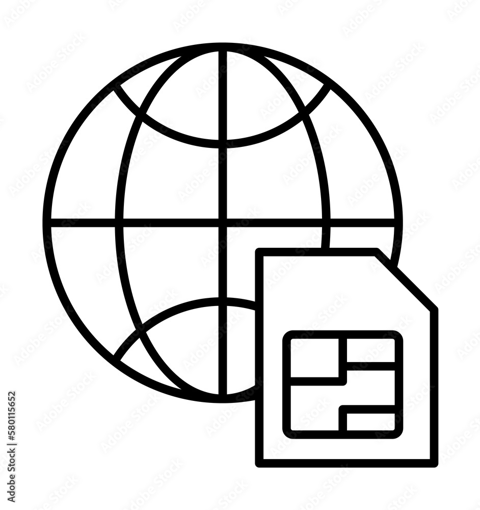 Poster sim cart icon. simple line, outline of globe icons for ui and ux, website or mobile application on w