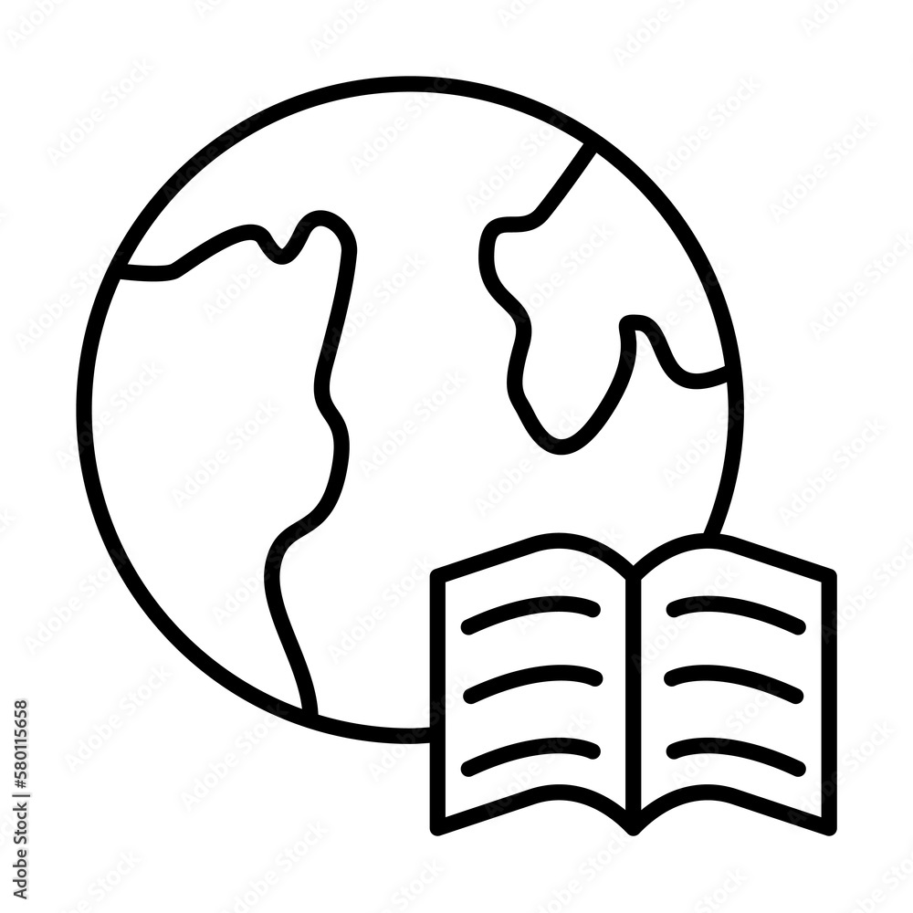 Poster book icon. simple line, outline of globe icons for ui and ux, website or mobile application on white
