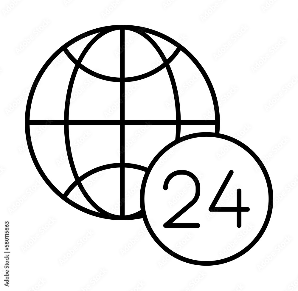 Poster time icon. simple line, outline of globe icons for ui and ux, website or mobile application on white