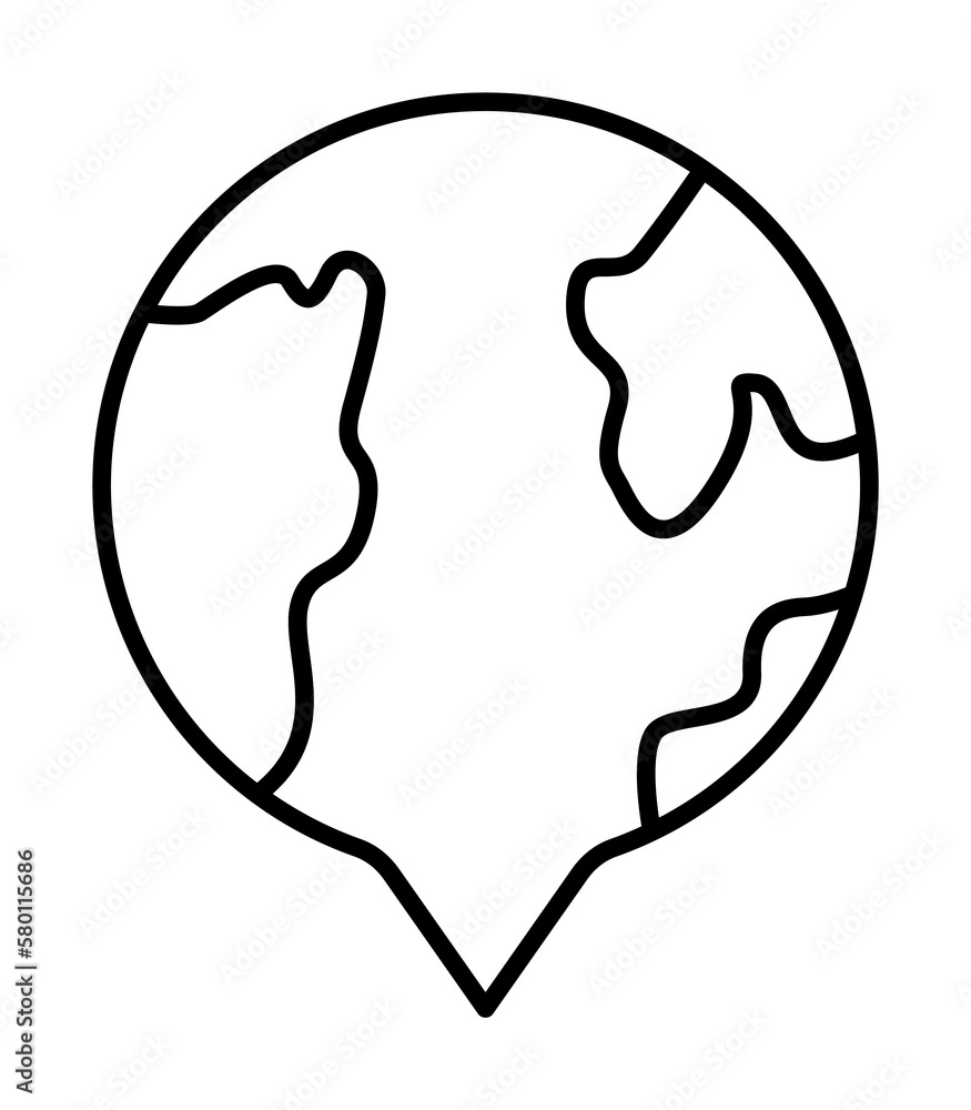 Poster location icon. simple line, outline of globe icons for ui and ux, website or mobile application on w
