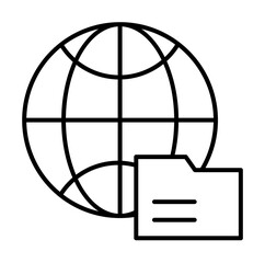 Folder icon. Simple line, outline of globe icons for ui and ux, website or mobile application on white background