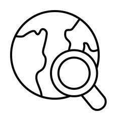 Magnifier icon. Simple line, outline of globe icons for ui and ux, website or mobile application on white background