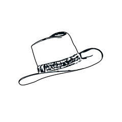 Black and white sketch of a hat with transparent background