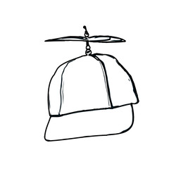 Black and white sketch of a hat with transparent background