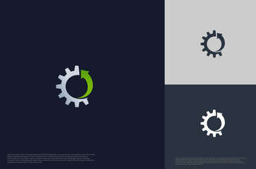 arrow and gear technology industry machine concept logo Template Design Vector
