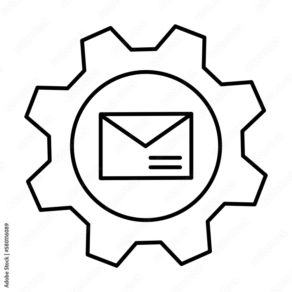 Poster gear, email, send icon. simple line, outline of information transfer icons for ui and ux, website or