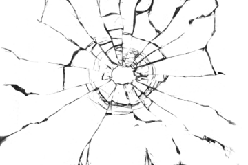 Broken hole in glass transparentabstract