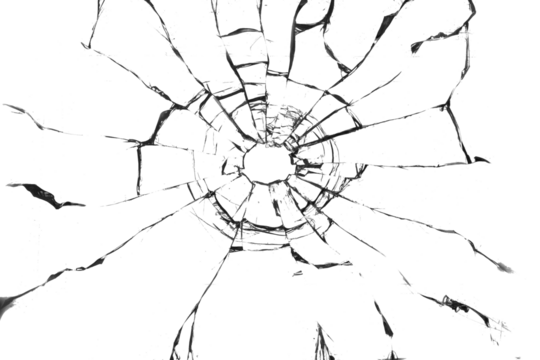 Broken hole in glass transparentabstract