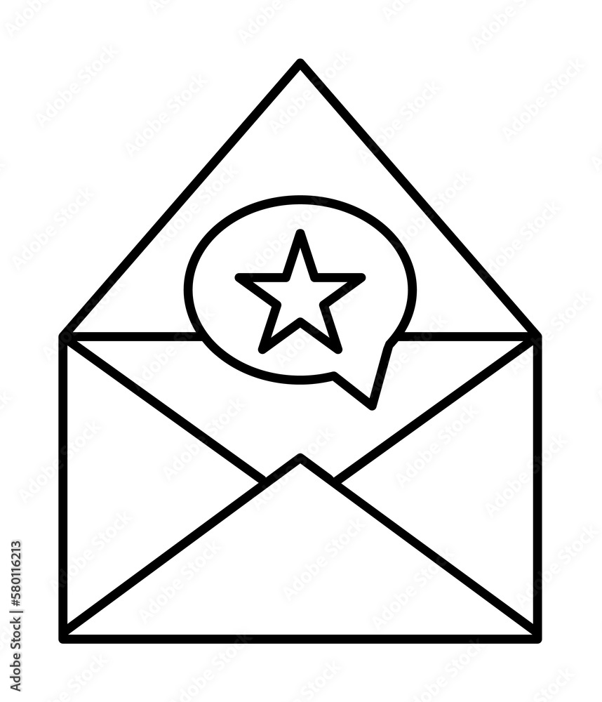 Poster message, star, chat icon. simple line, outline of information transfer icons for ui and ux, website 