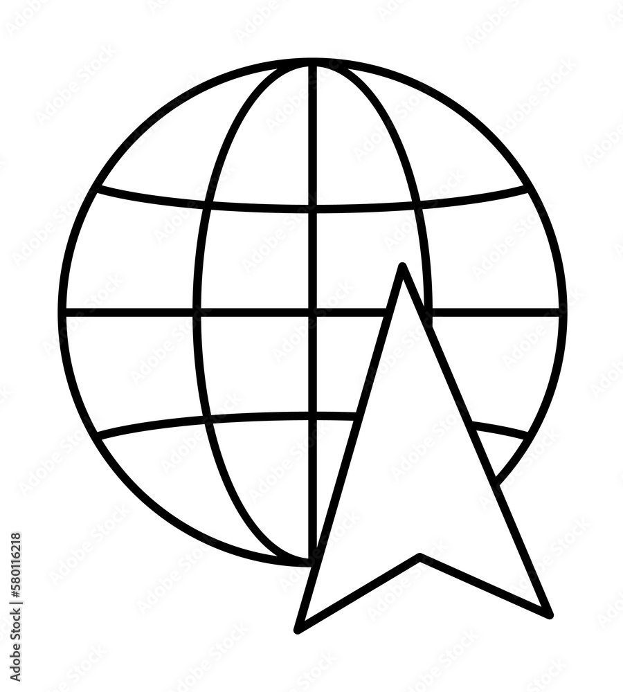 Poster global, arrow, cursor icon. simple line, outline of information transfer icons for ui and ux, websit