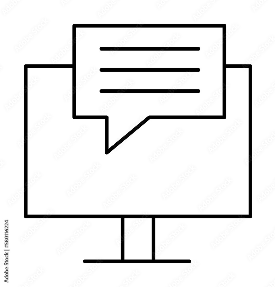 Poster computer, chat, message icon. simple line, outline of information transfer icons for ui and ux, webs