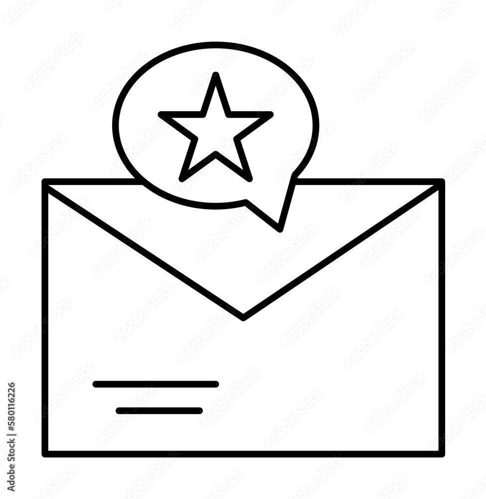 Poster message, email, star icon. simple line, outline of information transfer icons for ui and ux, website