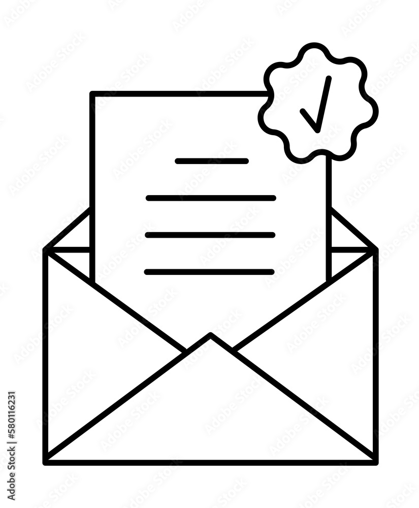 Poster check, message, email icon. simple line, outline of information transfer icons for ui and ux, websit