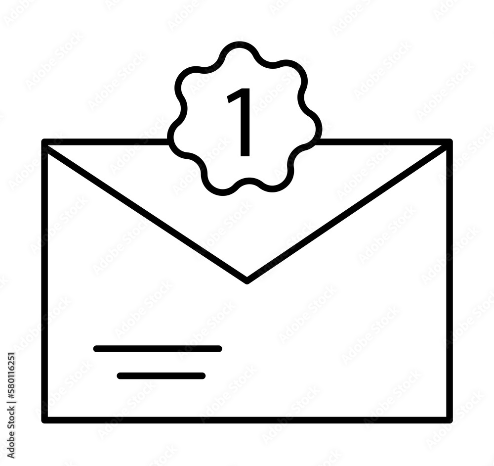 Poster one message, email icon. simple line, outline of information transfer icons for ui and ux, website o