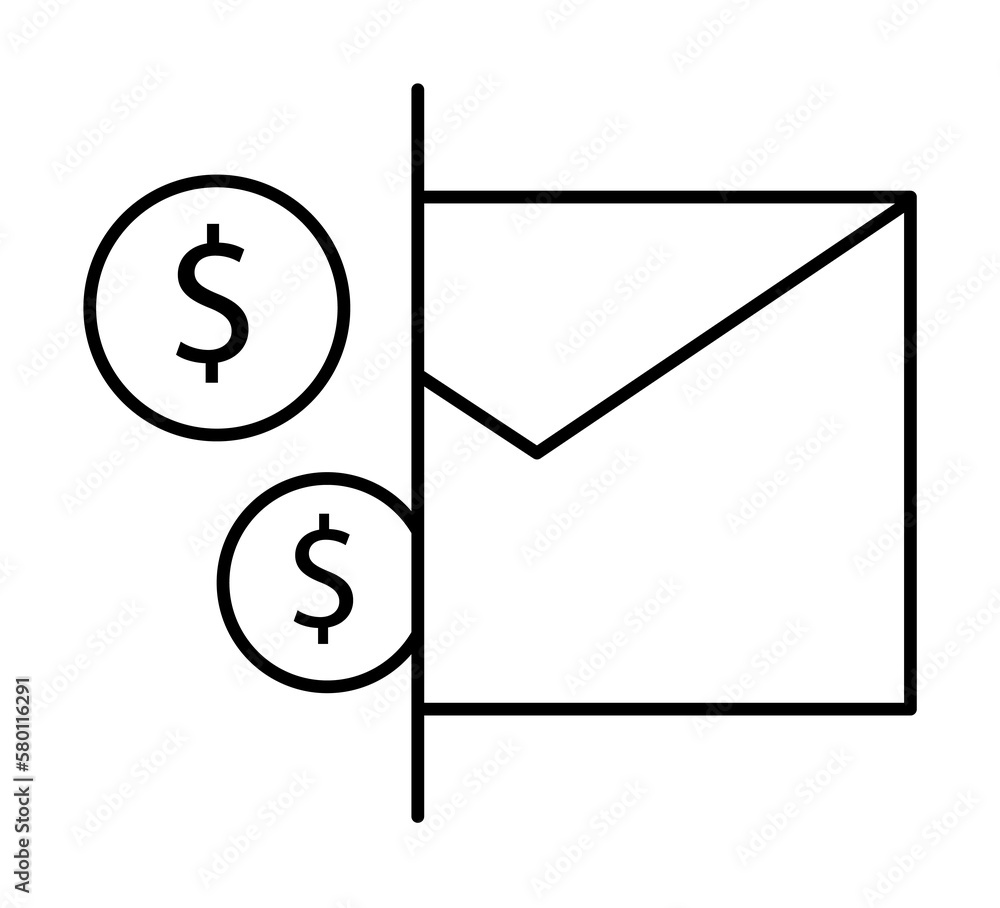 Aufkleber dollar, email, message icon. simple line, outline of information transfer icons for ui and ux, websi