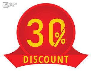 30 Percent discount Sale tag vector badge template.