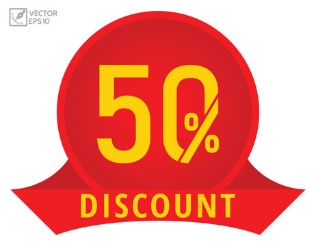 50% discount Sale tag vector badge template.