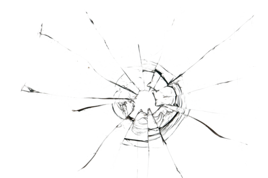 Broken hole in glass transparentabstract
