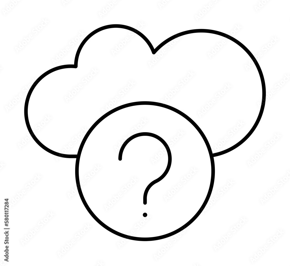 Poster cloud computing, question mark, seo icon. simple line, outline elements of commerce icons for ui and