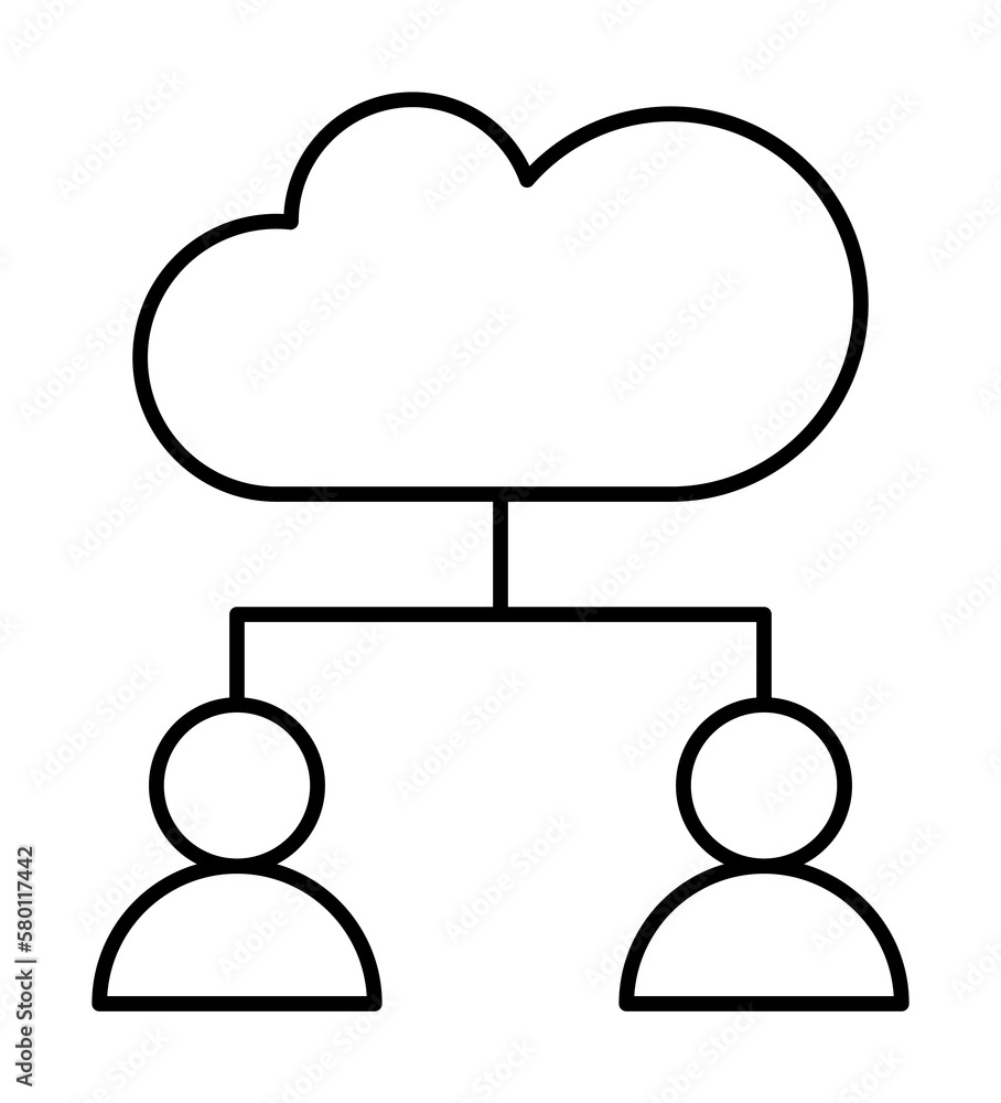 Poster cloud computing, users, seo icon. simple line, outline elements of commerce icons for ui and ux, web