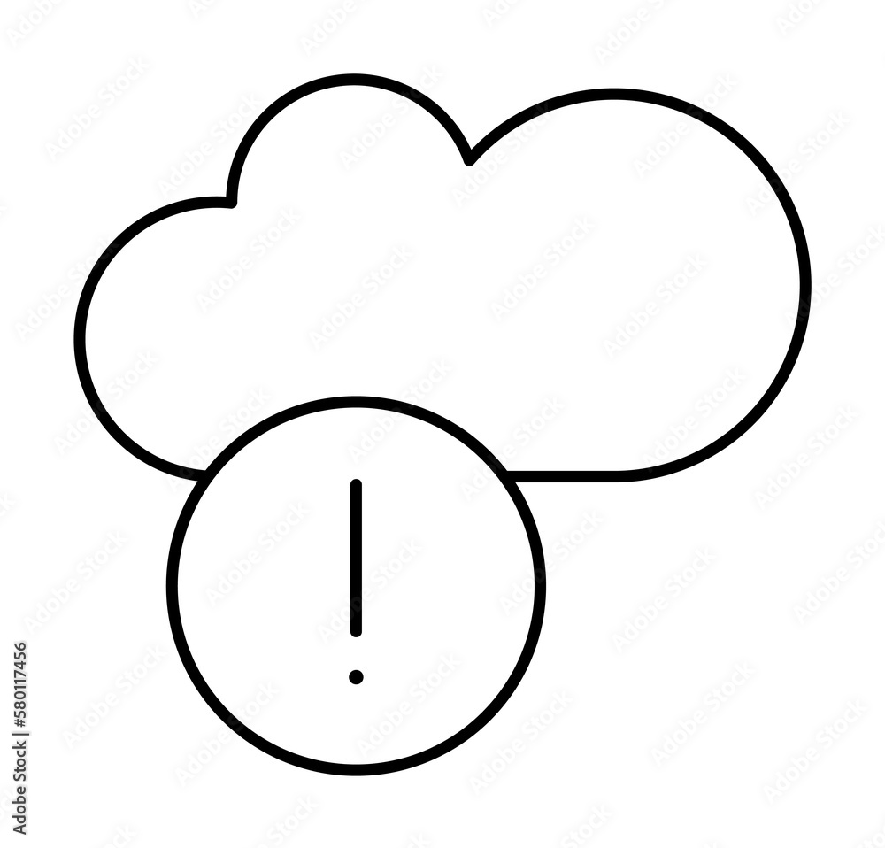 Poster cloud computing, exclamation mark icon. simple line, outline elements of commerce icons for ui and u