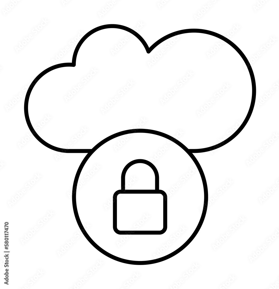 Poster cloud computing, lock, seo icon. simple line, outline elements of commerce icons for ui and ux, webs