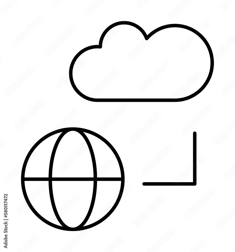 Poster cloud computing, global, seo icon. simple line, outline elements of commerce icons for ui and ux, we