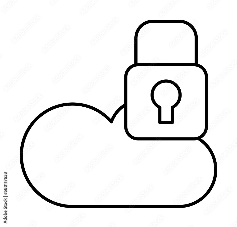 Poster cloud computing, lock, seo icon. simple line, outline elements of commerce icons for ui and ux, webs