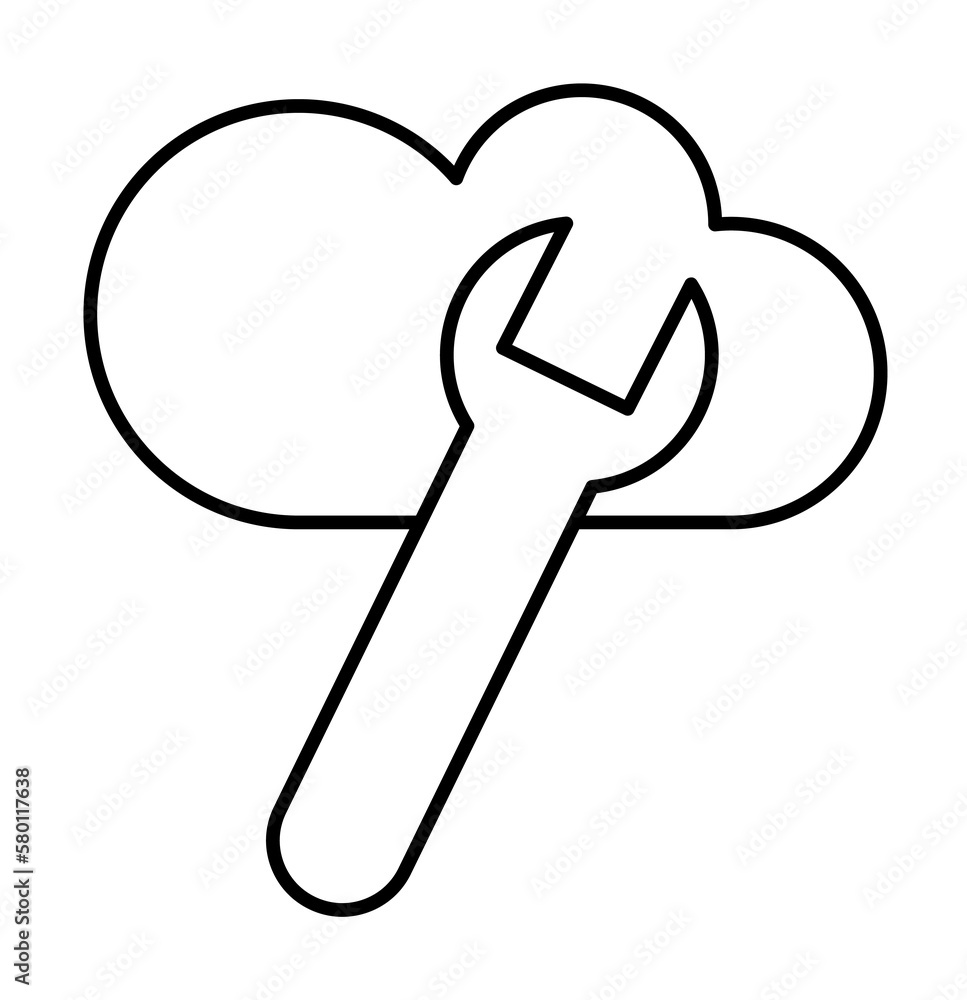 Poster cloud computing, wrench, seo icon. simple line, outline elements of commerce icons for ui and ux, we