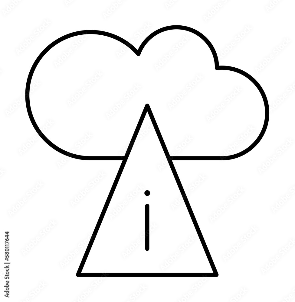 Poster cloud computing, exclamation mark, seo icon. simple line, outline elements of commerce icons for ui 