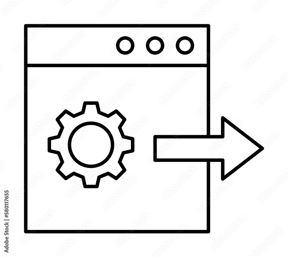 Poster browser, arrow, gear, seo icon. simple line, outline elements of commerce icons for ui and ux, websi