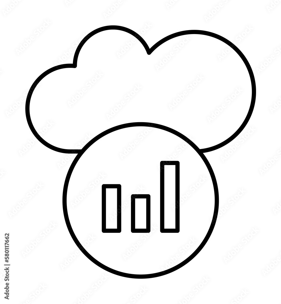 Poster cloud bar chart icon. simple line, outline elements of commerce icons for ui and ux, website or mobi