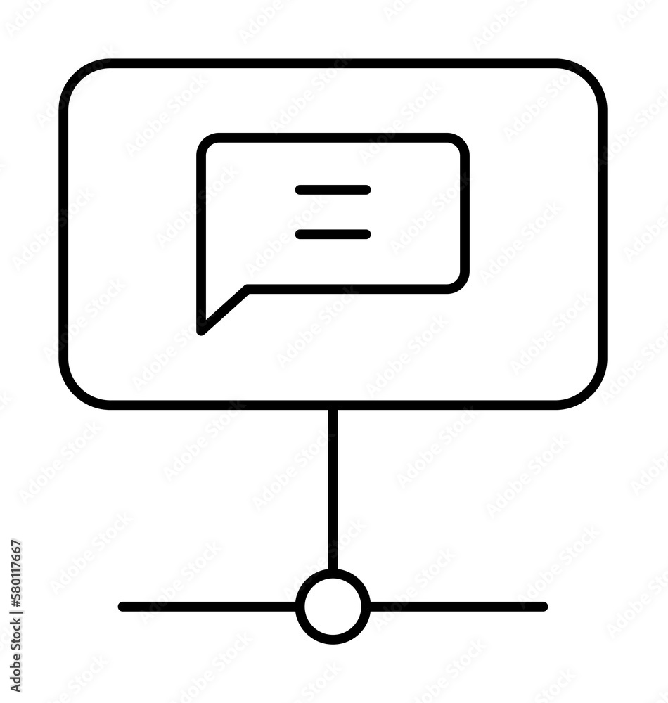 Poster chat bubble, seo icon. simple line, outline elements of commerce icons for ui and ux, website or mob