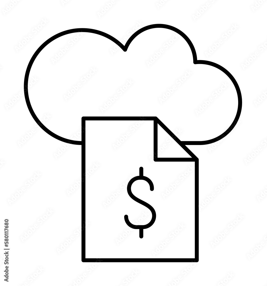Poster cloud computing, dollar, seo icon. simple line, outline elements of commerce icons for ui and ux, we