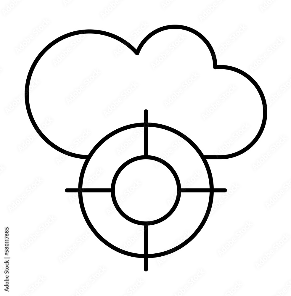 Poster cloud computing, target, seo icon. simple line, outline elements of commerce icons for ui and ux, we