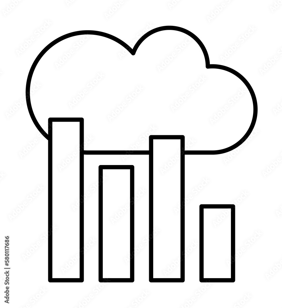 Aufkleber bar chart, cloud, seo icon. simple line, outline elements of commerce icons for ui and ux, website o
