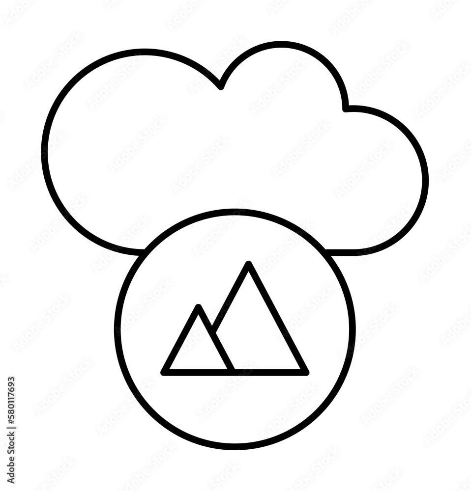 Poster cloud triangle chart icon. simple line, outline elements of commerce icons for ui and ux, website or