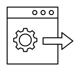 Browser, arrow, gear, SEO icon. Simple line, outline elements of commerce icons for ui and ux, website or mobile application on white background