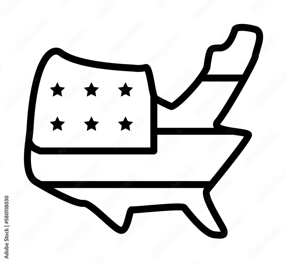 Poster map usa flag icon. simple line, outline elements of america icons for ui and ux, website or mobile a