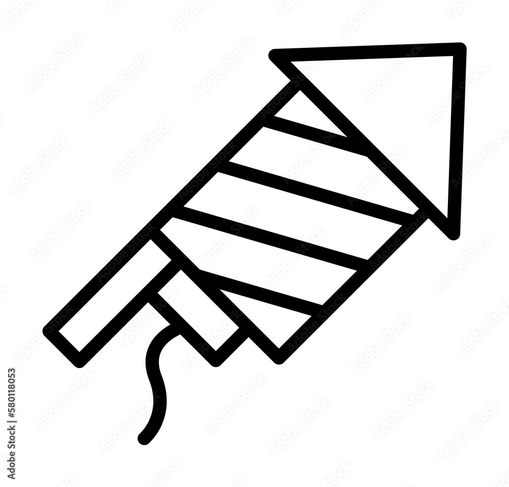 Poster rocket fireworks usa flag icon. simple line, outline elements of america icons for ui and ux, websit
