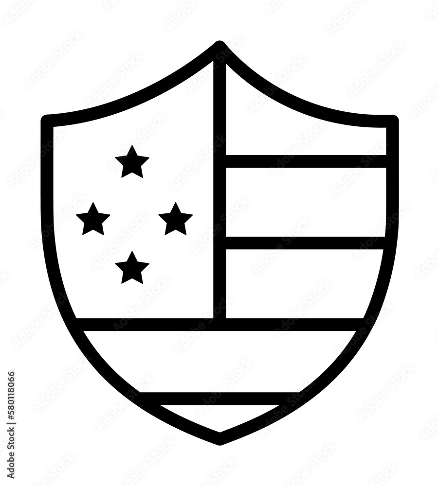 Poster shield usa flag icon. simple line, outline elements of america icons for ui and ux, website or mobil