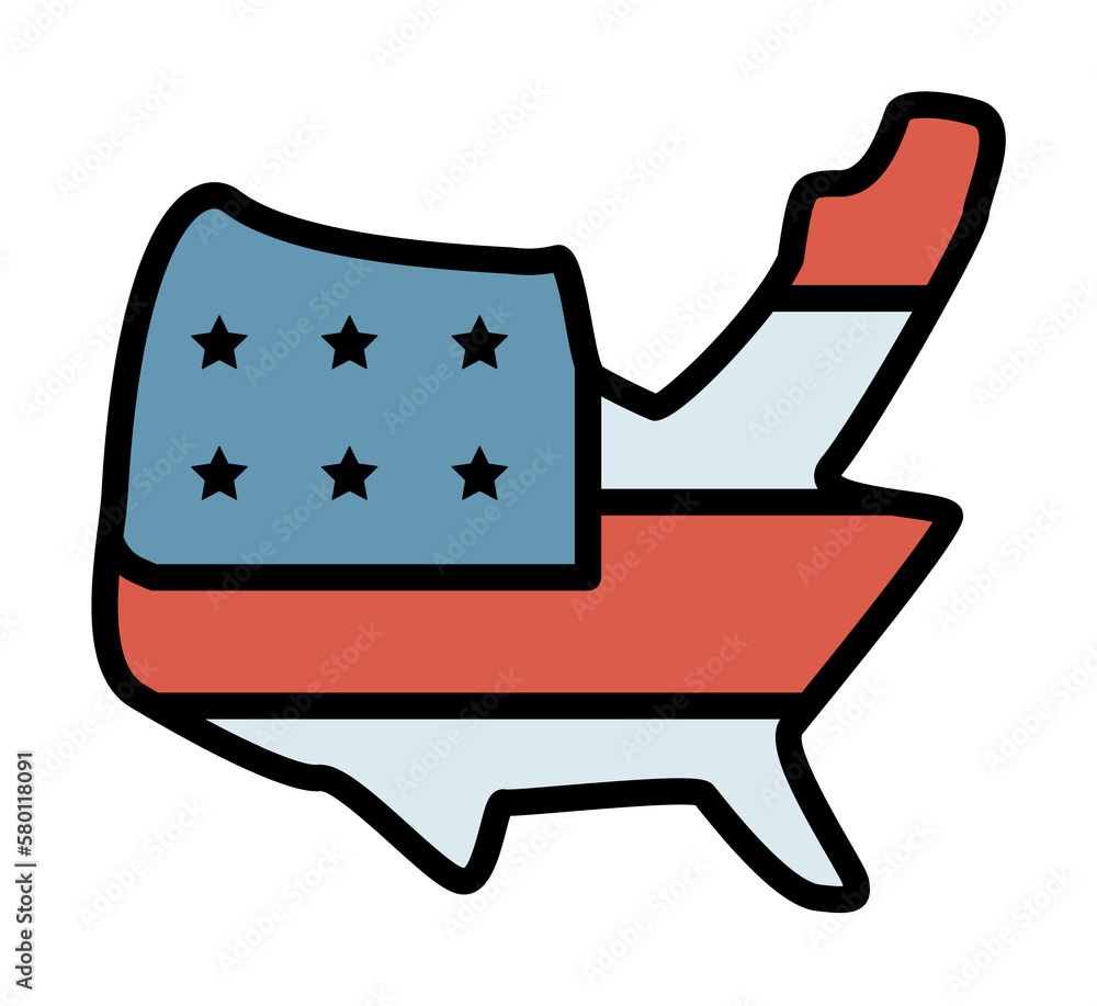 Aufkleber map usa flag icon. simple color with outline elements of america icons for ui and ux, website or mob