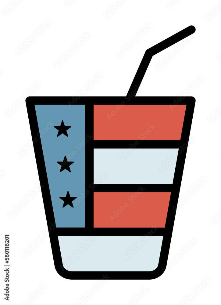 Poster drink bottle usa flag icon. simple color with outline elements of america icons for ui and ux, websi