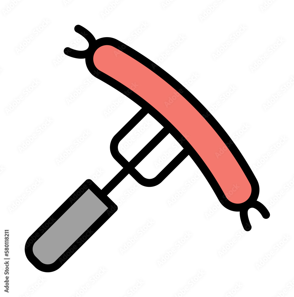 Poster food fork sausage icon. simple color with outline elements of america icons for ui and ux, website o