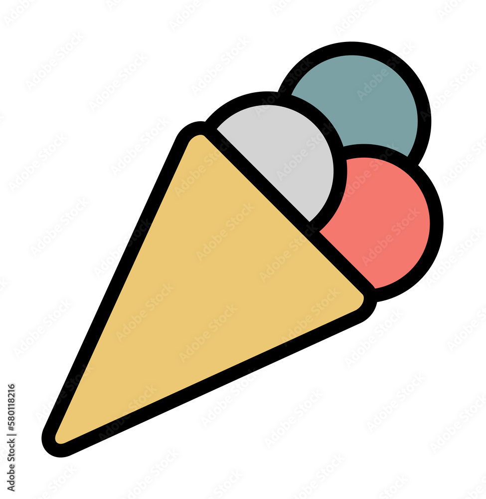 Poster ice-cream usa flag icon. simple color with outline elements of america icons for ui and ux, website 